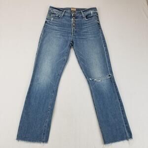 Mother Jeans Womens 29 Pixie Dazzler Ankle Fray Button Fly Ripped Knee Made USA